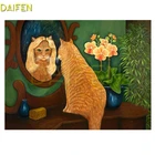 Полноразмерная Алмазная вышивка, вышивка крестиком, кот, Лев, зеркало, полноразмерная круглая Алмазная мозаика, леопард, цветок, алмазная живопись сделай сам, дерево