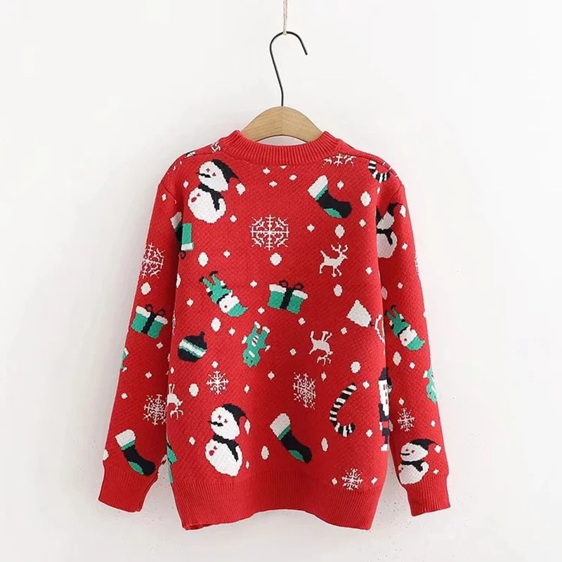 Plus Size Jumper Snowman Deer Sweaters New Santa Claus Xmas Patterned Christmas Sweaters Tops For Men Women Pullovers