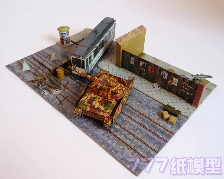 

1:87 1:64 1:72 1:76 Military Scene 1945 Germany Prohibits The Passage Architectural 3D Paper Model Children Adult Education Toy