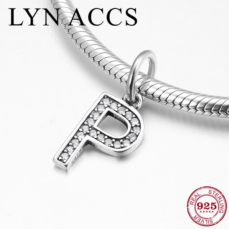 Бусины-подвески из серебра 925 пробы с буквами P и алфавита для изготовления