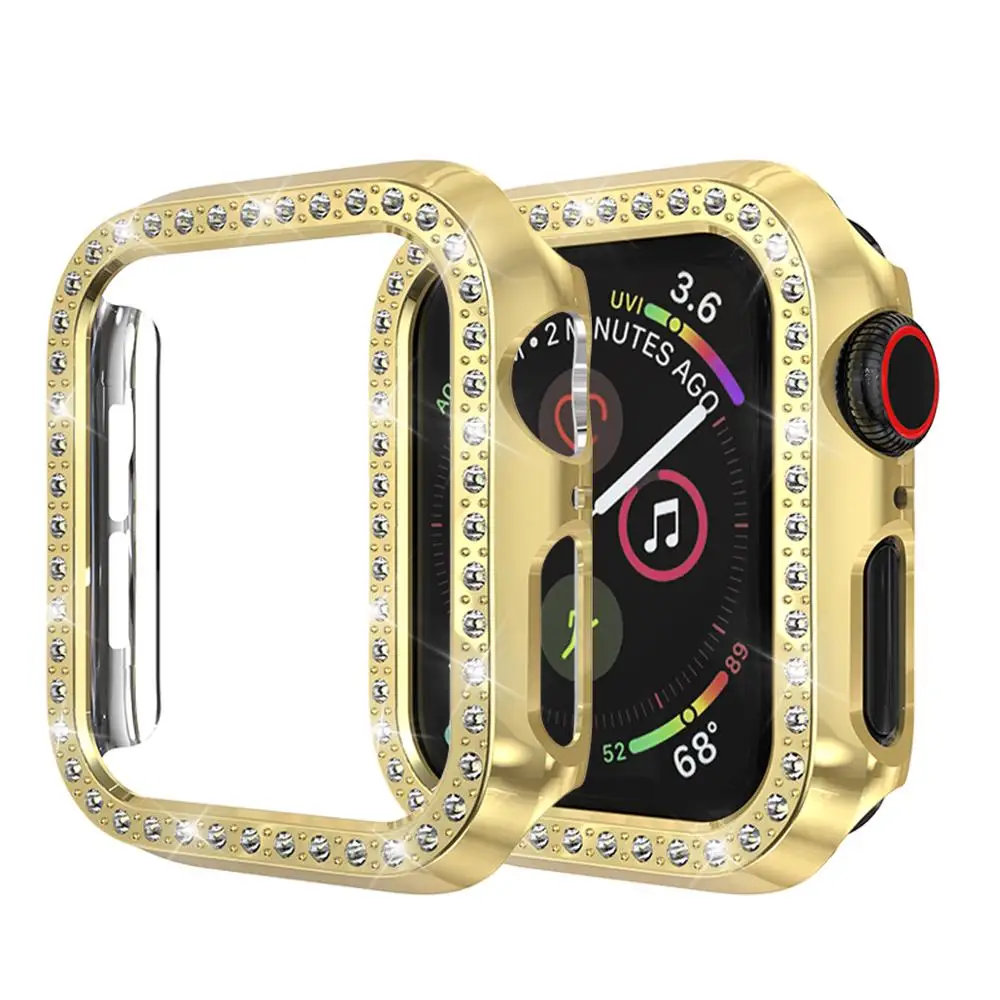 Золото Защитный чехол для Apple Watch, версии 5/4/3/2/1 40 мм 44 расположен в городе дрель ПК Материал чехол s для наручных часов iWatch, версия 3, 2, 42 мм, 38 мм - Цвет: Золото