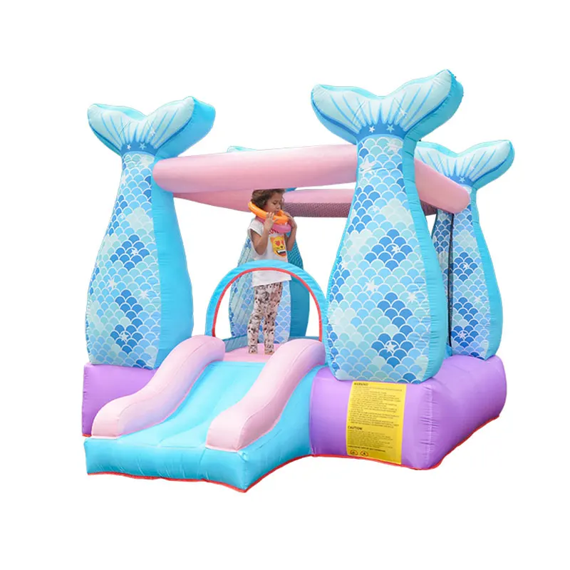 Inflatable Mermaid Bouncy Castle Climbing Bounce House Small with Slide Jumper Game for Kids Backyard Party Air Blower | Игрушки и хобби