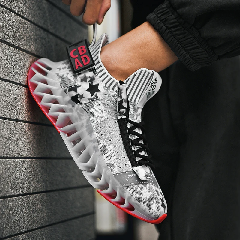 

New Style Blade Sneakers for Men Breathable Mesh Men's Running Shoes Lace Up Sports Man Athletic Non-Slip Walking Jogging 43 44