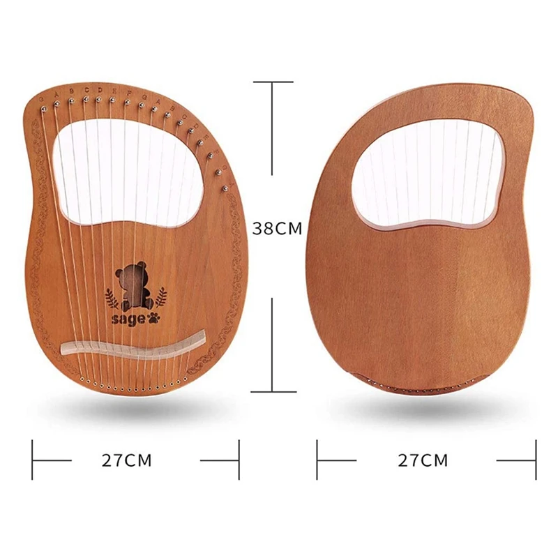 Lyre Harp 16 стрингов Heptachord красное дерево Lye с тюнинговым ключом для любителей музыки