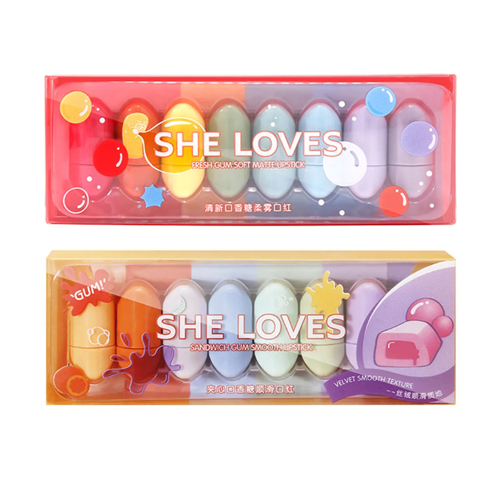 

SHE LOVES 8Pcs/Set Velvet Matte Lipstick Non-fading Long Lasting Waterproof Moisturizing Non Sticky Lip Glaze Lip Makeup
