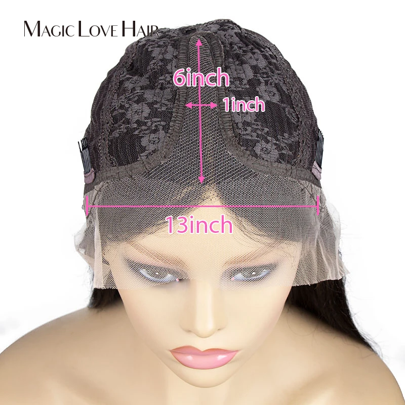 MagicLove-Bob corto de pelo para mujer, malla con división Frontal, pelucas de cabello humano prearrancado, Remy, degradado, 13x6 T