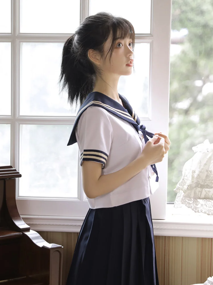 

Japanese JK Uniform Skirt Genuine Student Pleated Skirt Kansai Lapel Bad Sailor Suit College Style Business Attire Autumn Suit