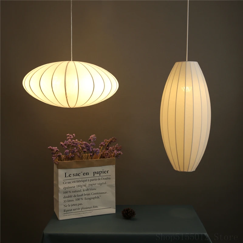 

Modern Creative White Silk Pendant Light Dining Room Living Room Pendant Lamp Restaurant Industrial Decor Hanging Cloth Fixtures
