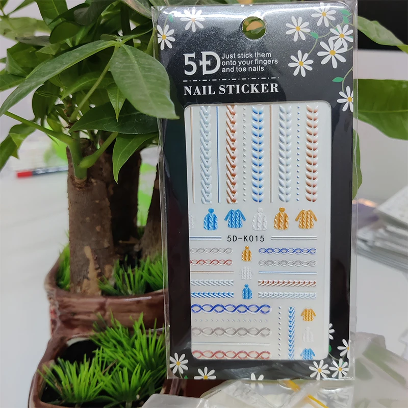 

Наклейки для ногтей, 5D, Геометрические линии, листья пшеницы, украшения для ногтевого дизайна, стереоскопические наклейки, аксессуары, анаг...