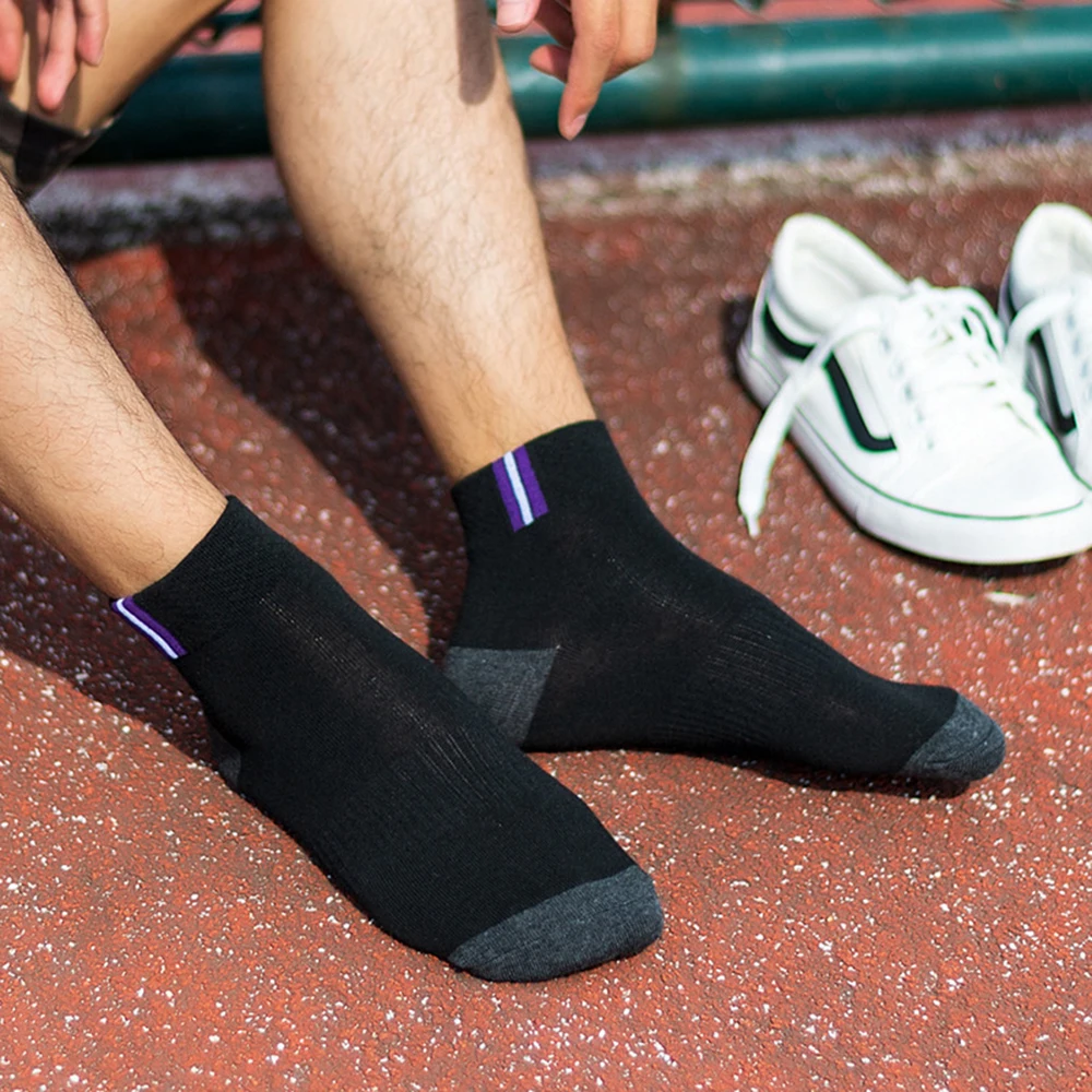 

New Men's Socks Casual Short Socks Cotton Comfortable Autumn Winter Solid Medium Tube Socks 5 pairs