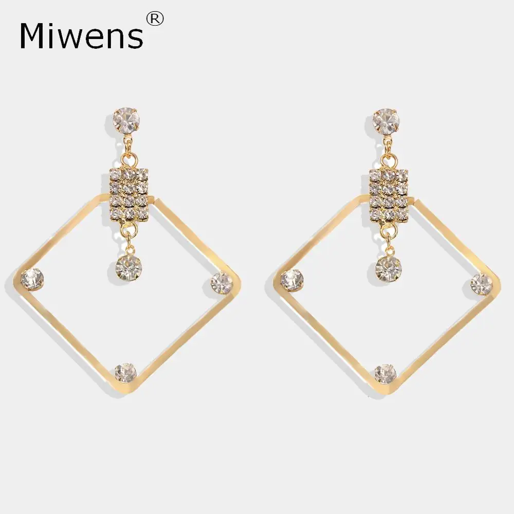 Яркие кристаллические квадратные висячие серьги Miwens для женщин роскошные