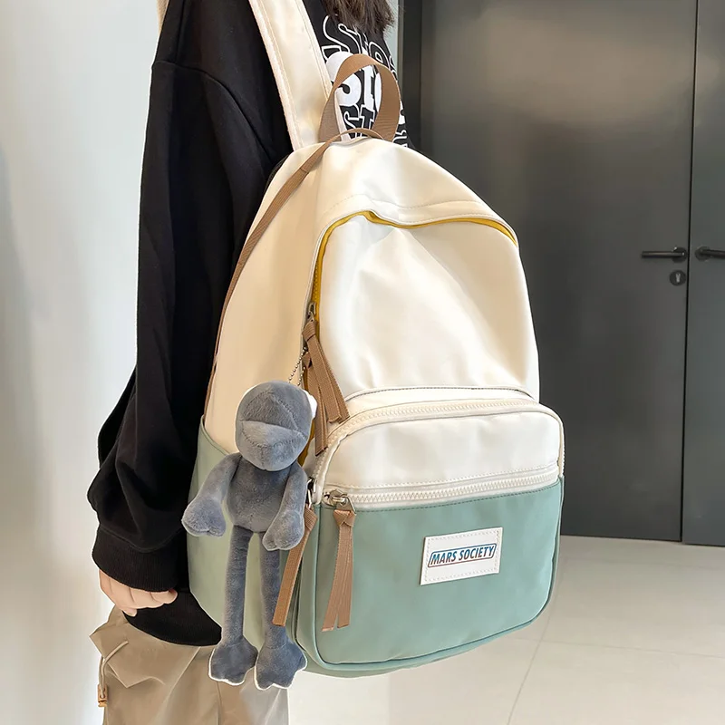 

2021 New Fashion Backpack Women's Nylon Backpack New Anti-Theft Shoulder Bag Teen Schoolgirl Schoolbag Hit Color Backpack Female