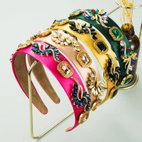 exquisite retro baroque alloy inlaid rhinestone hair band womens gorgeous pattern hair band womens party hair accessories