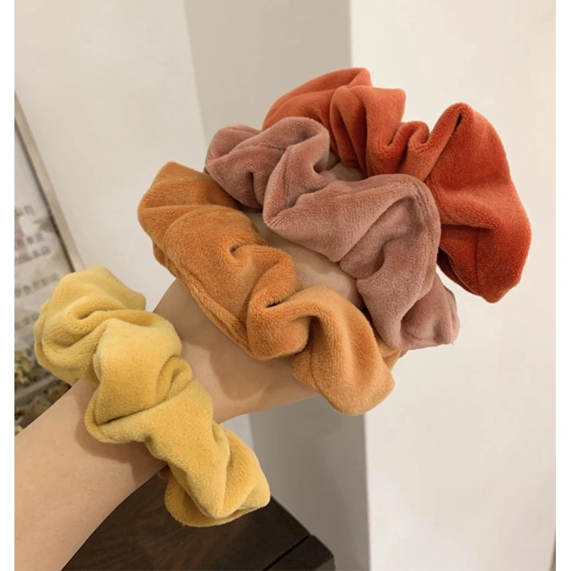 

Elegant Coral Velvet Solid Elastic Rubber Hair Bands Women Ponytail Holder Hairbands Hair Rope Scrunchies Accessories