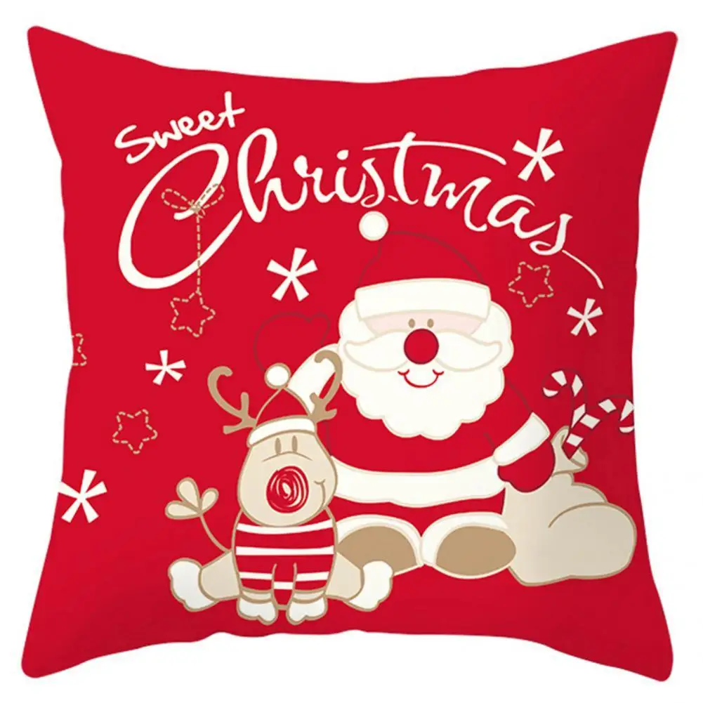 

Christmas Cushion Cover Fadeless Polyester Peach Skin Breathable Hidden Zipper Throw Pillow Cover Home Decor New Year 2022