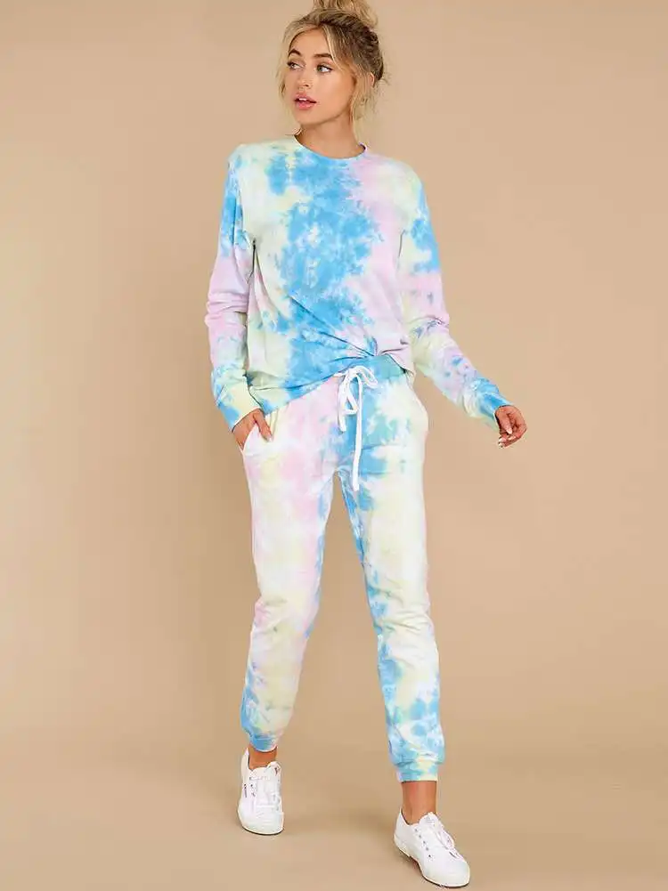 

Cnmyou 2020Women's autumn new tie-dyed printing suit popular thickened fabric