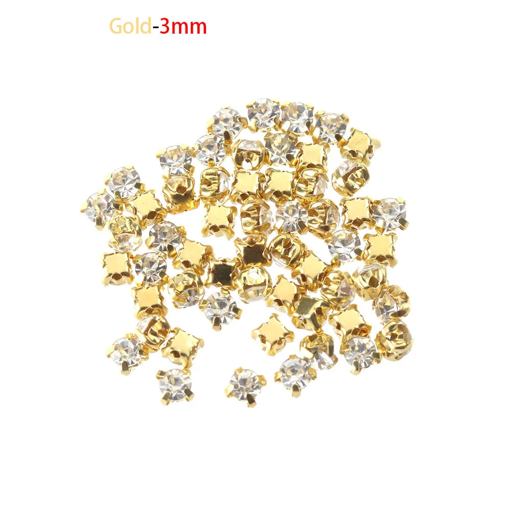 gold-3mm 50 шт., супер мини Стразы, пряжки, сделай сам, Кукольное платье, одежда ручной работы, кукольные сумки, ожерелье с обувью, пуговицы, куклы, аксессуары для шитья - Цвет: gold-3mm