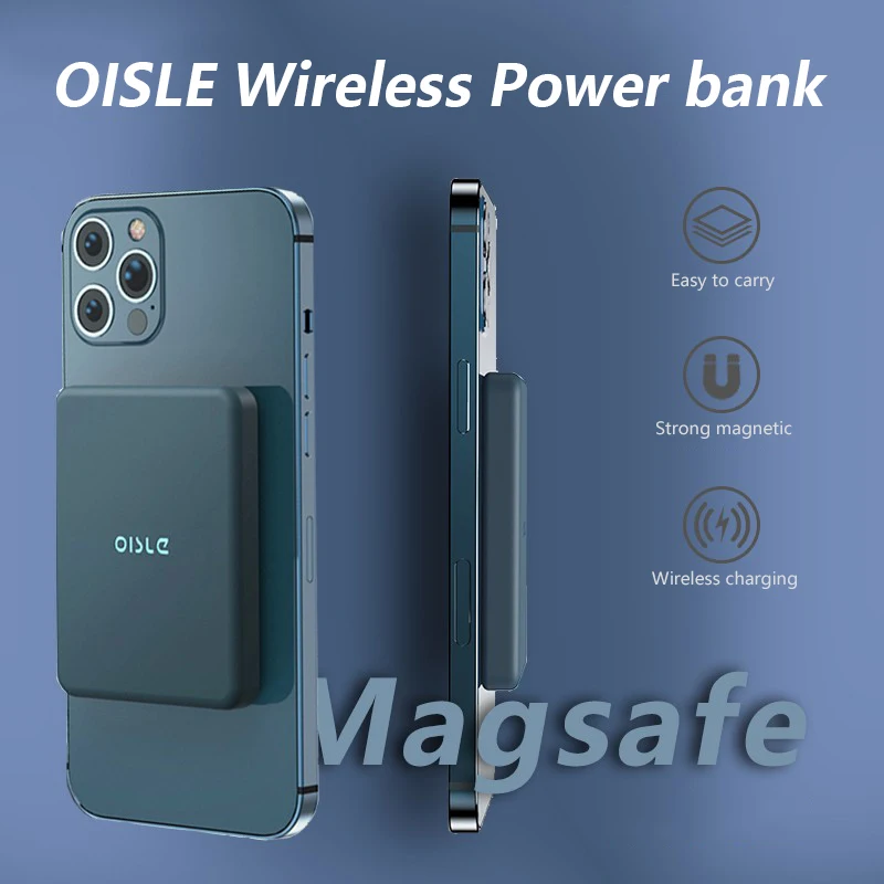 OISLE 4225mah Magsafe Power Bank Magnetic Portable Wireless Charger External Battery For Iphone 13 12 Pro Mini Backup Powerbank