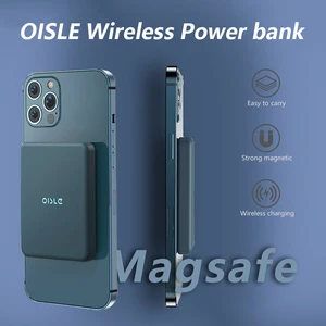 oisle 4225mah magsafe power bank magnetic wireless charger external battery for iphone 13 12 12pro portable charger powerbank free global shipping