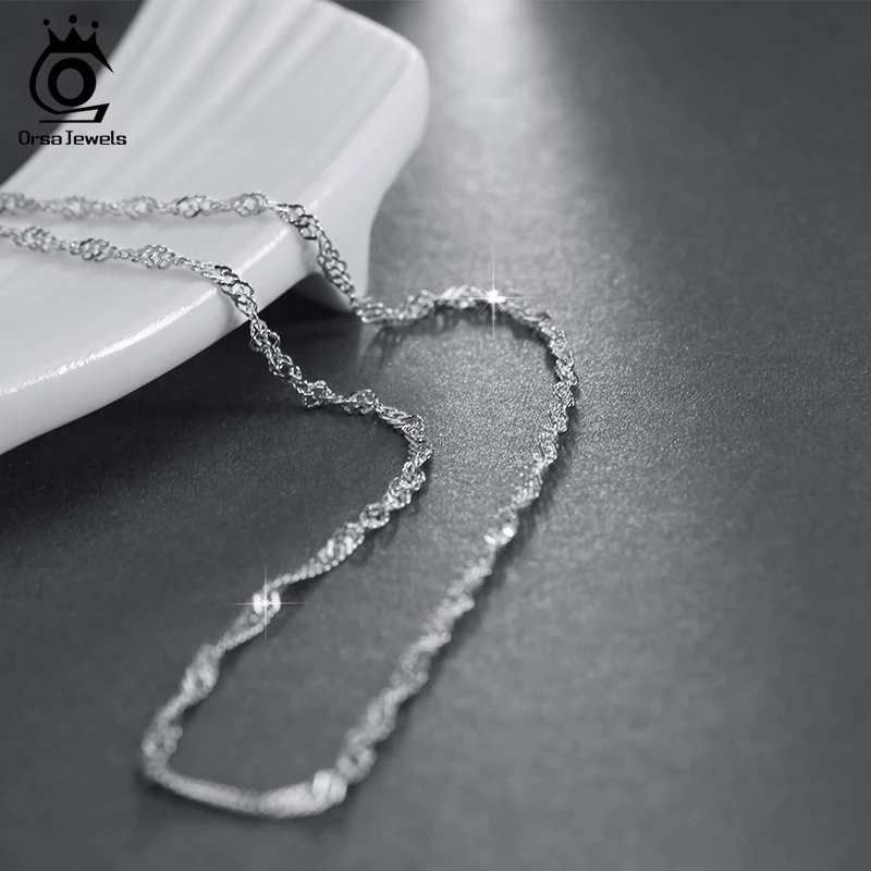 ORSA JEWELS Настоящее 925 стерлингового серебра ожерелья для женщин и мужчин звено цепи