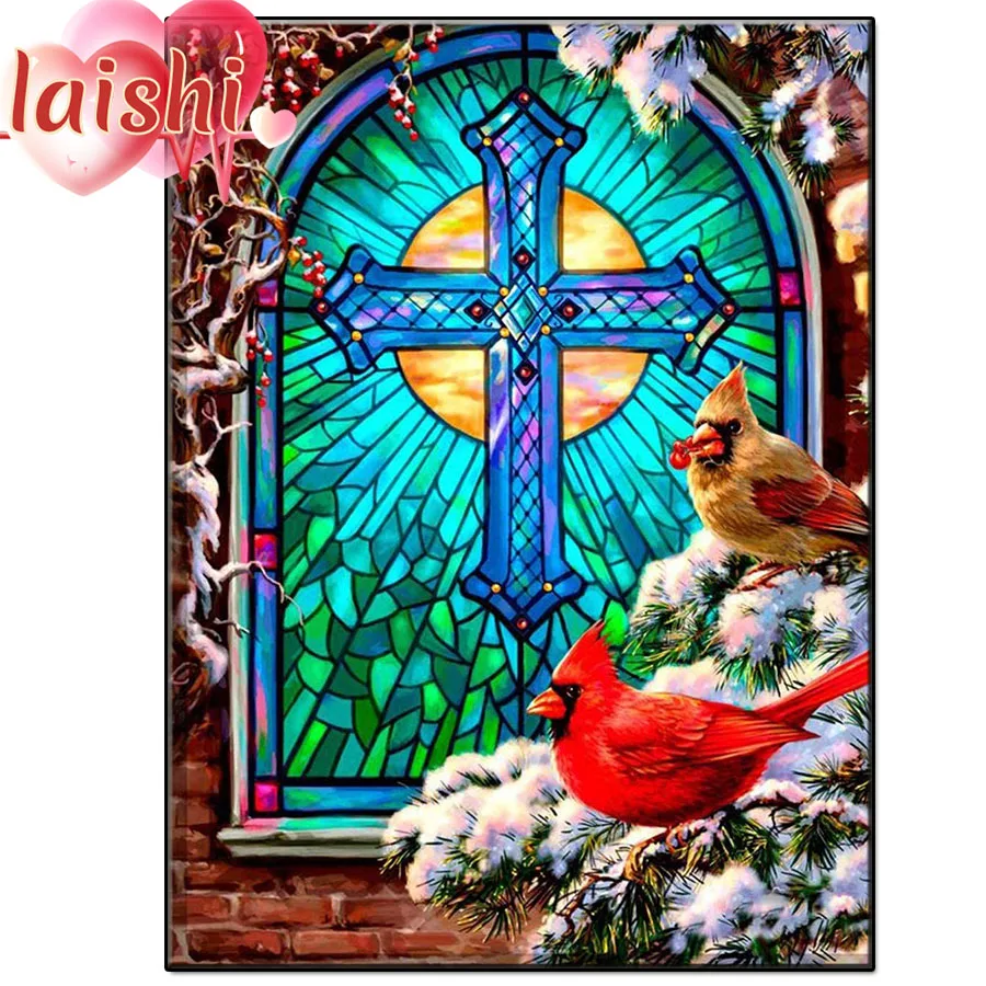

5D Cross, snow scene, bird Diamond Painting Full Square round Diamond Embroidery Sale Rhinestones Pictures Diamond Mosaic decor