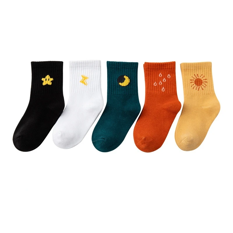 5 Pairs/Lot 3-12T Children's Socks Autumn Winter Pure Cotton High Elasticity Soft and Comfortable Kids Boy and Girl Calf Socks enlarge