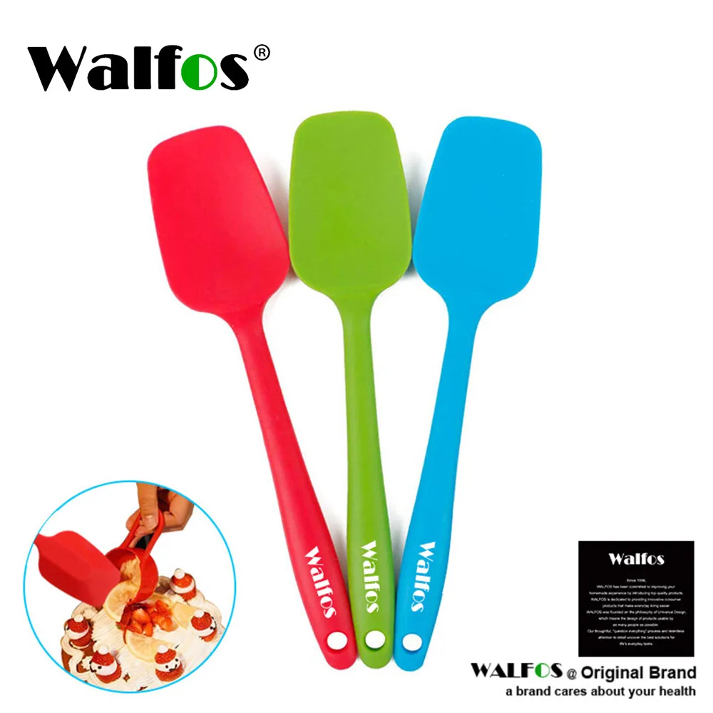 

WALFOS 2 Pcs/Set Food Grade Nonstick Silicone Scraper Heat-Resistant Flexible Silicone Baking Mixing Spoon Spatula Cooking Tool