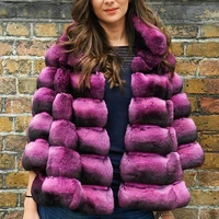 fashion rose red natural rex rabbit fur jacket stand collar 2022 winter new whole skin genuine rex rabbit fur coats female coat