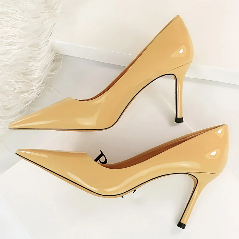 

2023 Women 8cm High Heels Luxury Designer Pumps Lady Wedding Bridal Blue Low Heels Plus Size 43 Scarpins Stripper Shiny Shoes