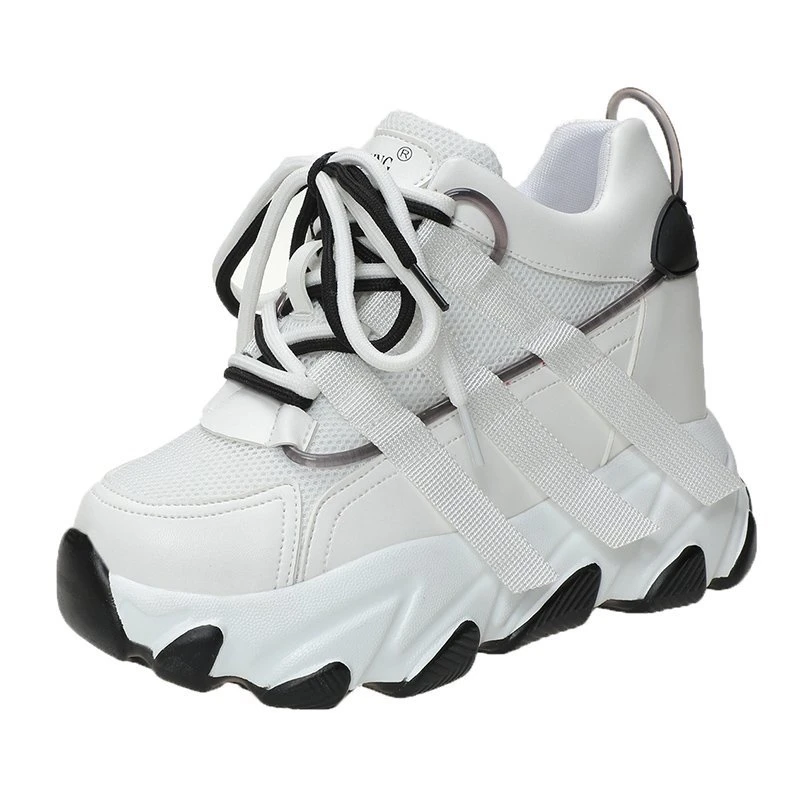 

2021 Spring Women Wedges Shoes Chunky Sneakers Platform Brand Woman Fashion 10cm Height Increasing Casual Shoes Trainers Female