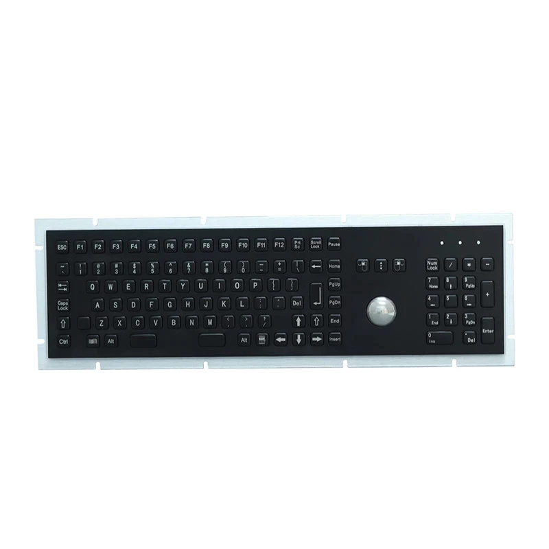 107 Keys Black Industrial Metal Stainless Steel Keyboard with Trackball Mouse FN and Numeric Keypad | Компьютеры и офис