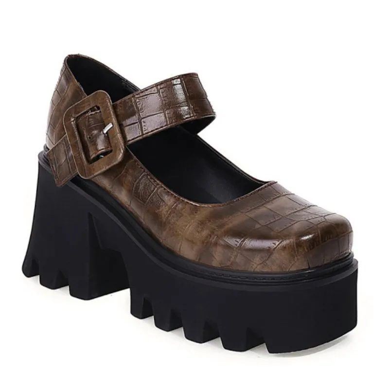 

Fanyuan 2021Sweet Lolita Style Gothic Cosplay Black Cosy Wedges Mary Janes Pumps High Heels Platform ShoeWoman Casual Shoes