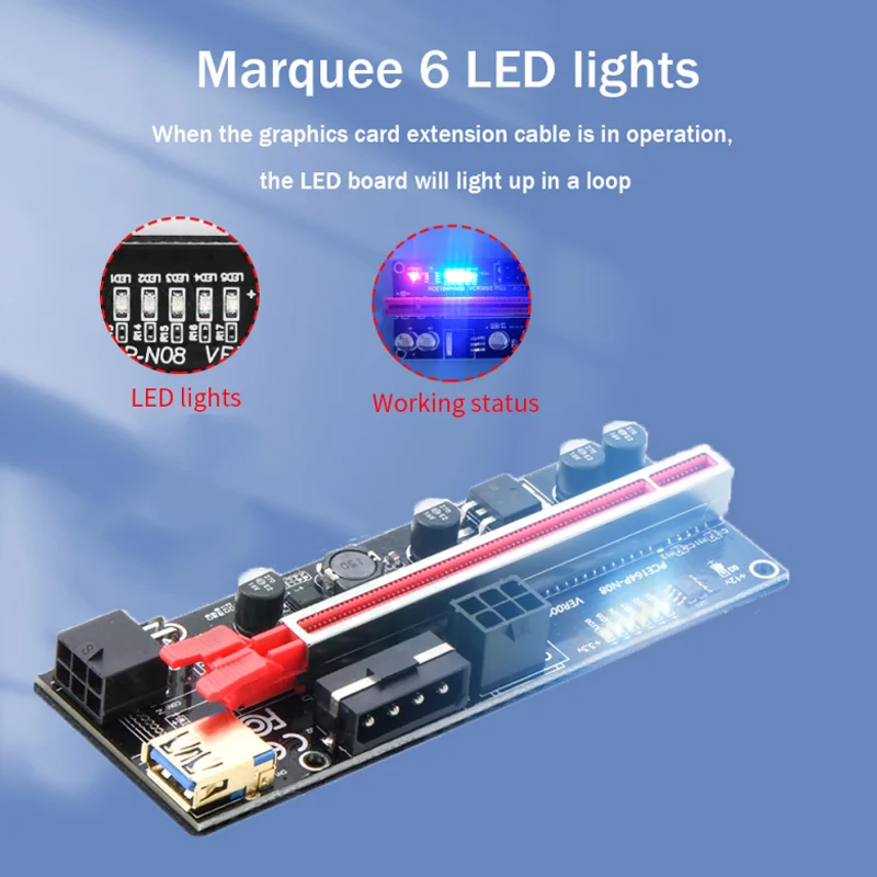 Новейший VER010S USB 3.0 PCI-E Райзер VER 010S Экспресс 1X 16x адаптер карта SATA 15Pin на 6 Pin питания |