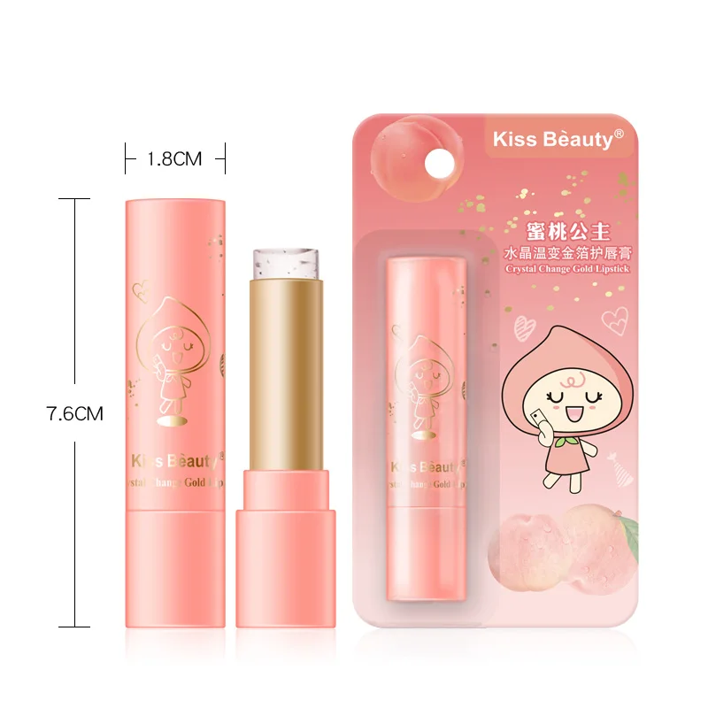 

Temperature Change Lip Balm Peach Long-lasting Moisturizing Natural Nourishing Smoothing Lip Lines Makeup Lip Care tool TSLM2