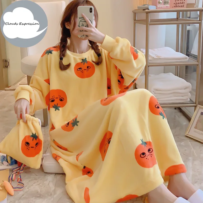 Зимний новый дизайн индивидуальная женская теплая фланелевая ночная рубашка из