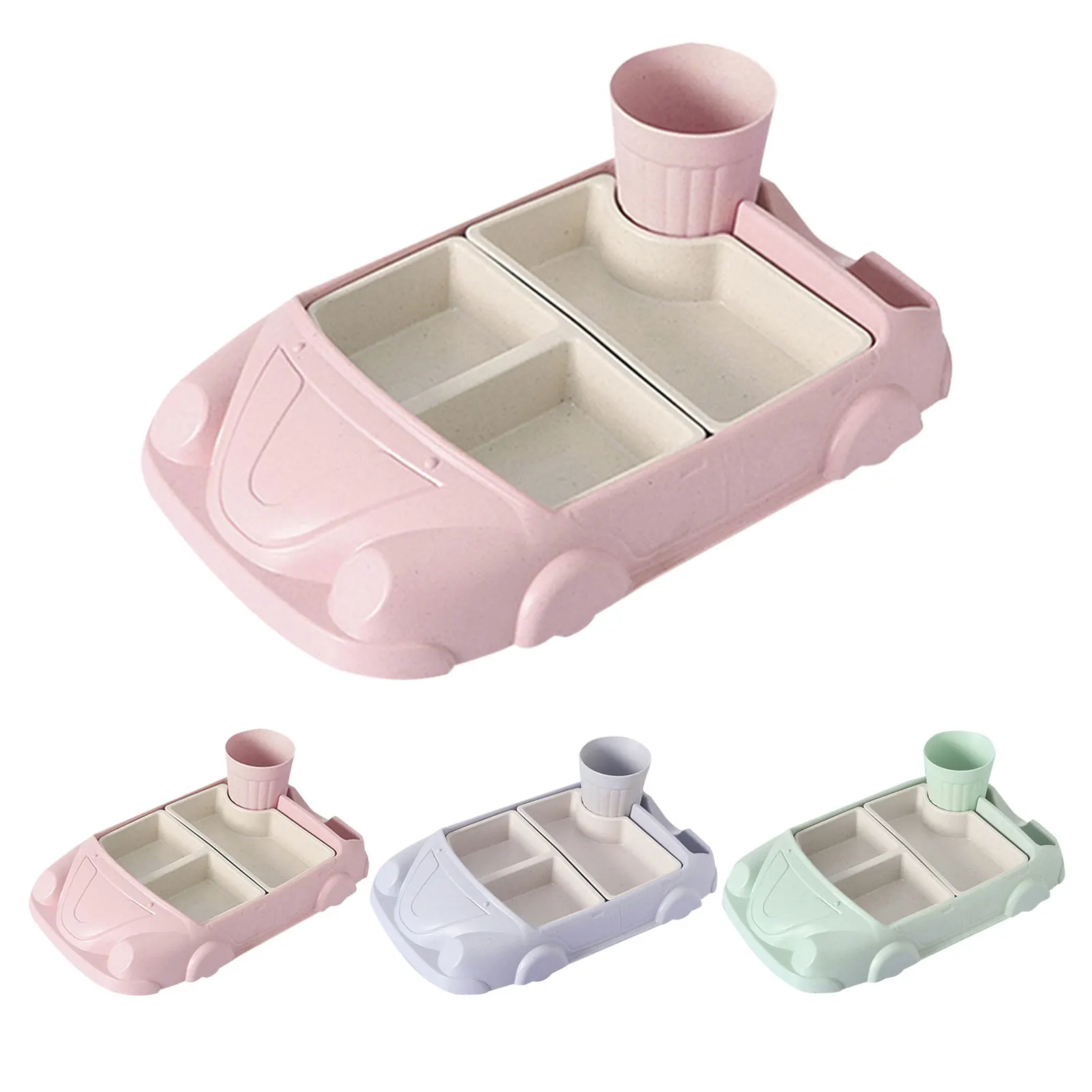 

Kids Divided Plate Set Cute Car-Shape Food Tray Children Tableware Baby Feeding Sets Children Training Dinnerware Kids Dishes