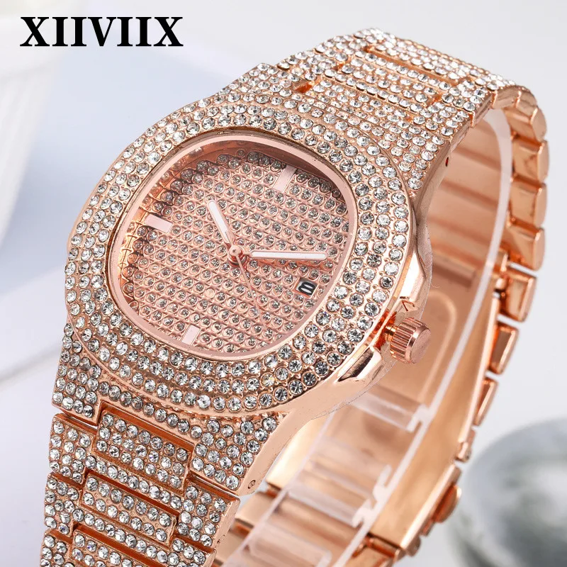 

XIIVIIX Women Watches Gold Luxury Brand Diamond Quartz Ladies Wrist Watches Stainless steel Clock Female Watch relogio feminino