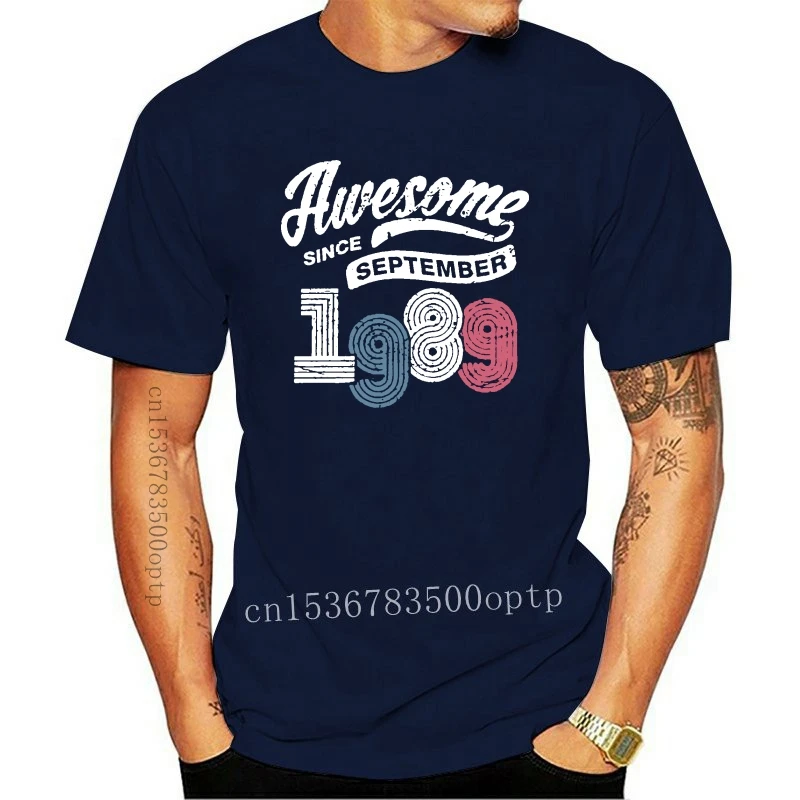 

New Awesome Since September 1989 T Shirt Vintage 29th Birthday T-Shirt Man's Short Sleeved Fashion Tees Purified Cotton Tops