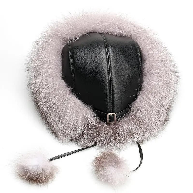 

Fox Fur Hat Female Mongolian Hat 2020 Fashion Warm Female Winter leather russian fur hats for women fur headband