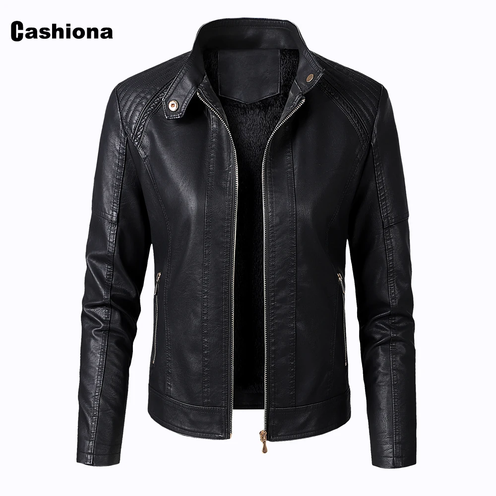 Куртка женская из искусственной кожи осенняя черная красная | Женская одежда