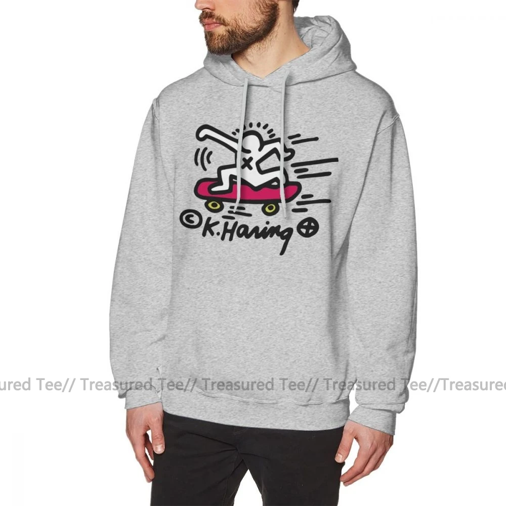 Keith Haring худи KEITH HARING SKATE POP ART толстовки мужской длинный пуловер худи хлопок большая уличная одежда Осенние Синие толстовки - Цвет: Gray