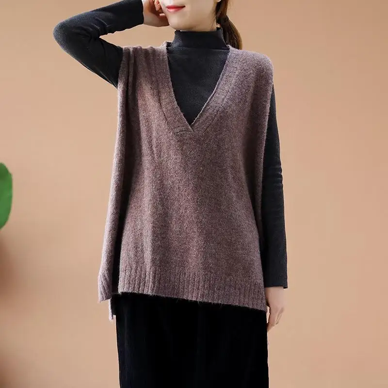 Пуловер свитер жилет женский осенне-зимний модный Повседневный Свободный