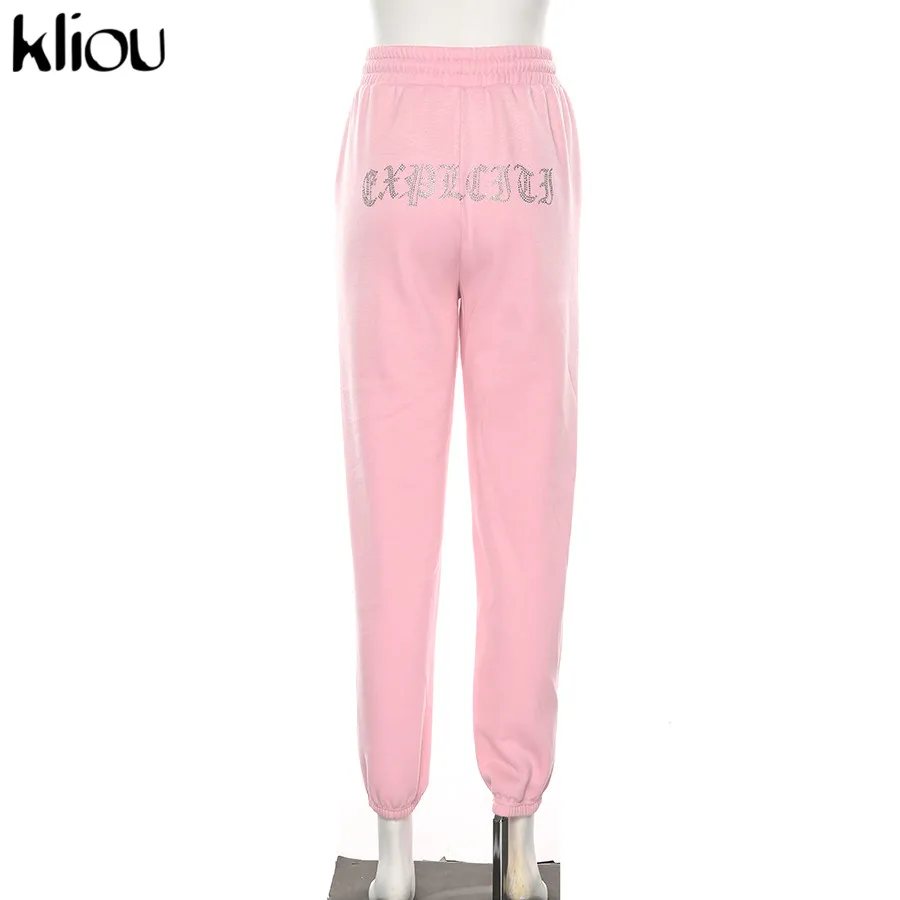 Женские трикотажные брюки карандаш Kliou со средней талией на завязках с карманами