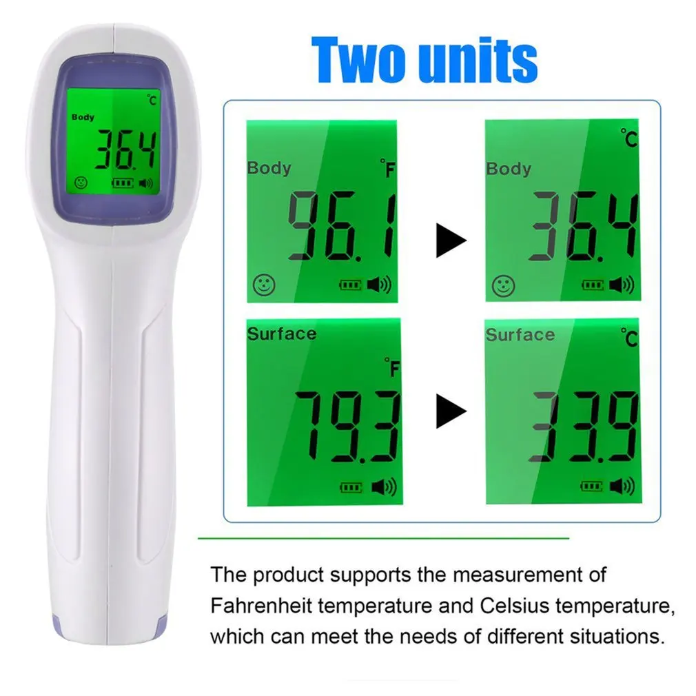 

Drop Shipping Infrared Thermometer Non-Contact Digital Forehead Thermometer+LCD Backlight for Adult/kids/Baby Wholesale