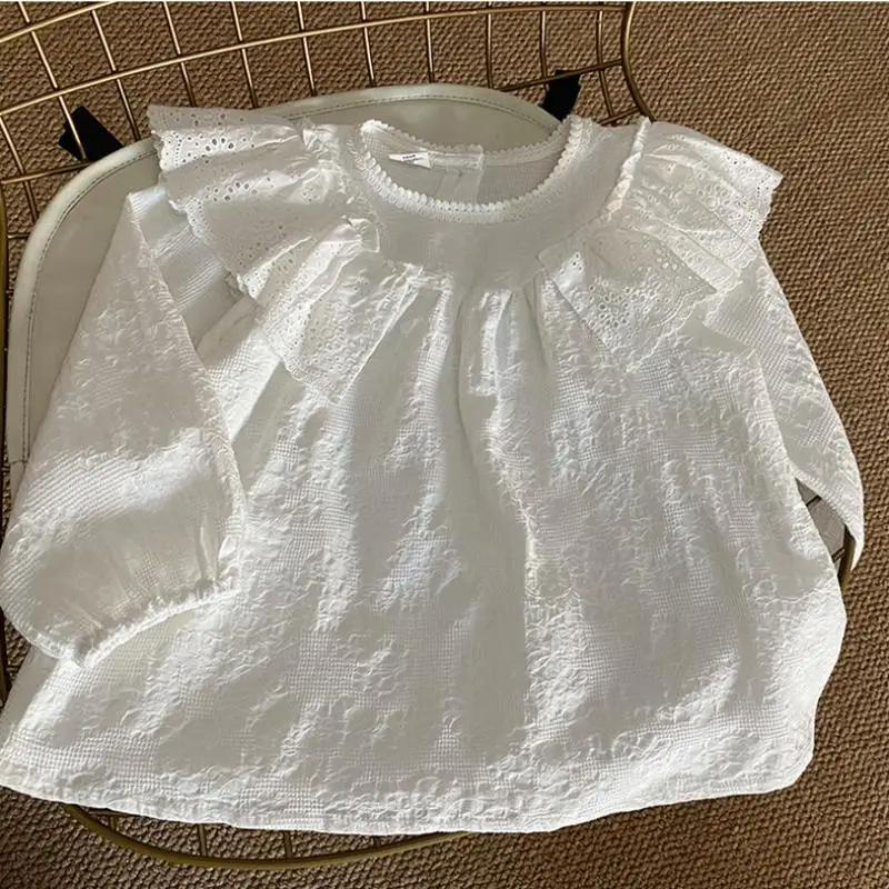 

2021 New Girls Blouse Korean Style Children Clothes Girls Princess Top Toddler Girls Long Sleeve Cotton Shirts Kids Tops Blouse