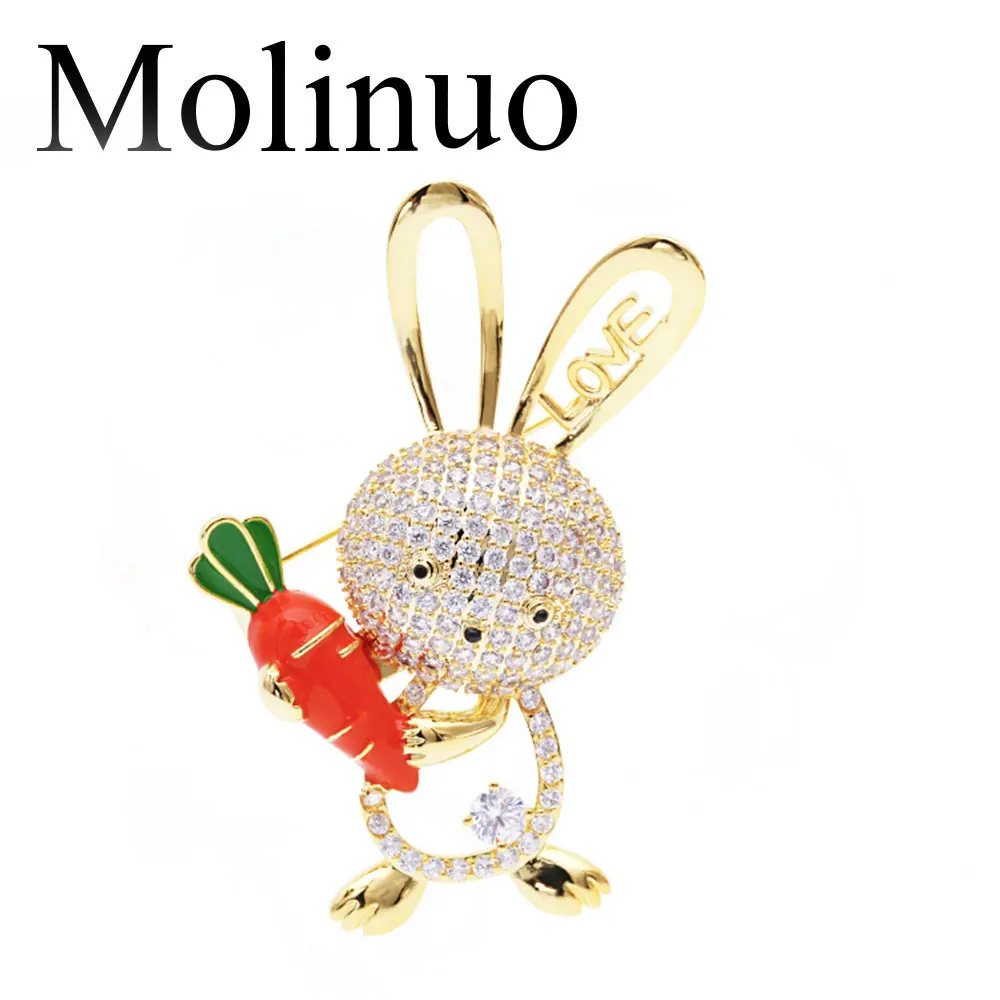 Molinuo креативный яркий CZ кролик булавка брошь костюм рубашка куртка свитер