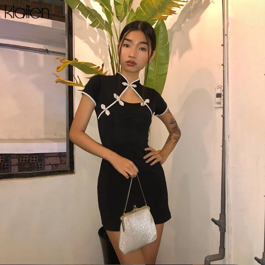 Женское ажурное платье kalien черное облегающее вечернее в стиле ретро с короткими