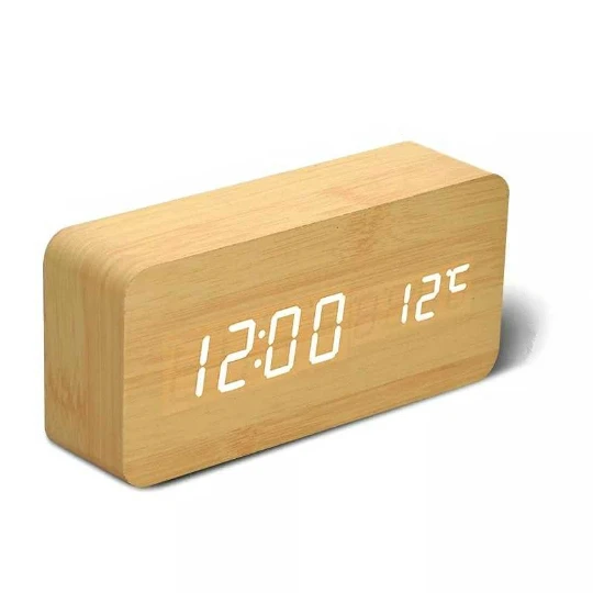 Temperature bamboo A Деревянные часы современный Цифровой дный светодиодный стол часы будильники детский электронный таймер календари электронные часы настольные электронные часы электронные настольные часы будильник детский - Цвет: Temperature bamboo A