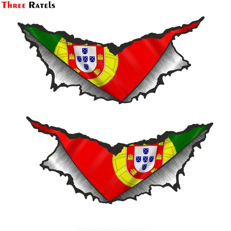 

Three Ratels FTC-1128 # большая пара треугольных рваных металлических порванных флагов Португалии виниловых фотографий