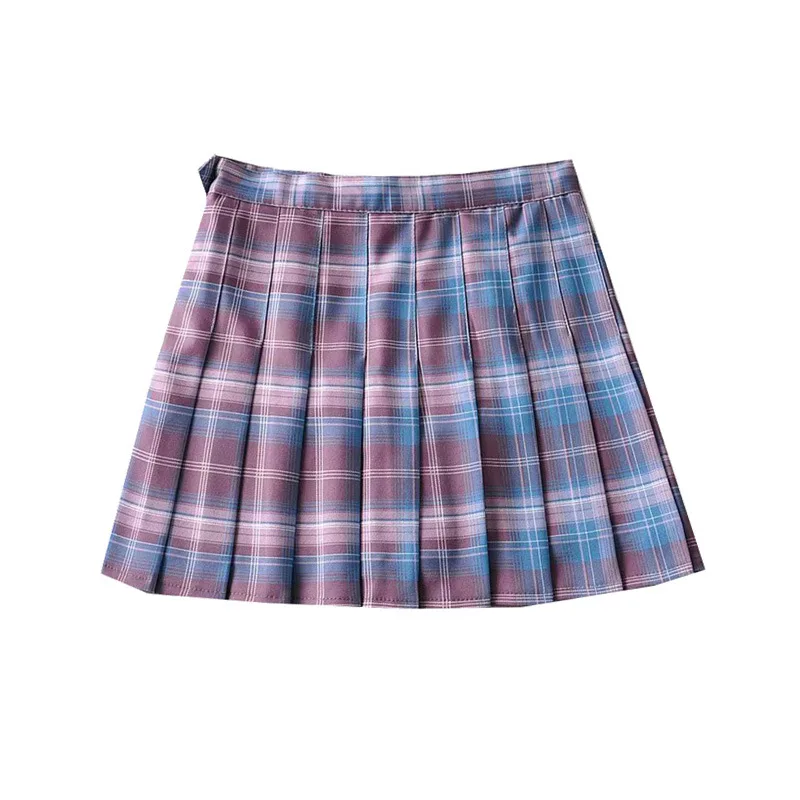 Градиентная синяя клетчатая юбка средней длины плиссированная маленькая